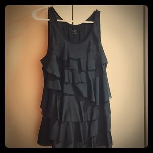 Ann Taylor LOFT ruffle black top, size MP